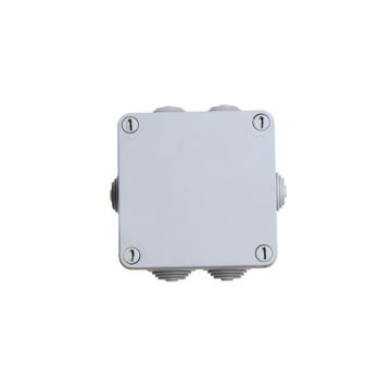 Wasserdichter rechteckiger Anschlusskasten mit Deckel und Kunststoffschrauben 105 x 105 x 55 mit 7 IP55-Kabelverschraubungen FAEG - FG13424