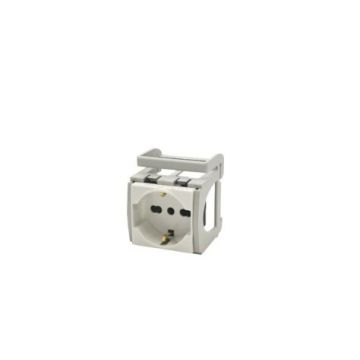FAEG Omega Schienenadapterbuchse mit 2P+T 10/16 A Schuko-Buchse – Modell FG14242