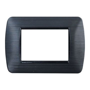 Ettroit LN85314 3-Platz-3P-Platte in satinschwarzer SPACE-Serie, kompatibel mit BTicino Livinglight