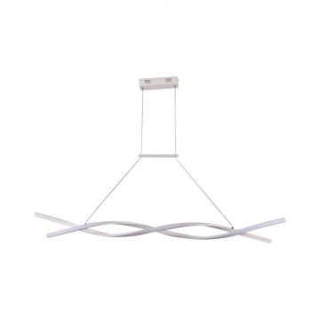 V-TAC VT-7822 30 W LED-Kronleuchter, geflochtener Anhänger, modernes Design, rechteckige Applikation, weiße Farbe, 120 cm, Licht 4000 K – 10049