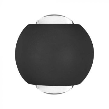 V-TAC VT-2502 2W LED sphärische Wandleuchte doppelter Lichtstrahl 3000K schwarze Farbe IP54 - SKU 10584