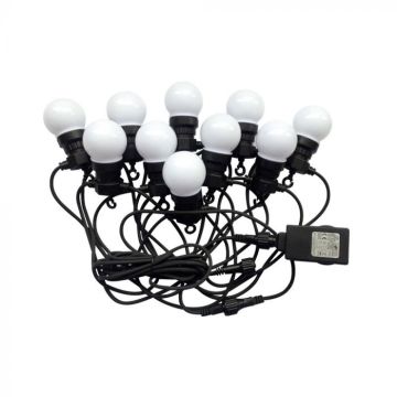 V-TAC VT-70510 Lichtkette, 5 W LED Mini-Globus, 3000 K Glühbirnen, 10 Stück, 5 m, anschließbar, IP44 – Artikelnummer 217436