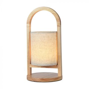 V-TAC VT-7570 LED-Tischlampe im Holzstoffstil 1,5 W Beige Wiederaufladbares Licht Dimmbar 3000 K - 23091