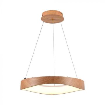 V‑TAC LED Pendelleuchte 25 W Ø500mm Rund Design Holz, 3000 K Licht – 23364