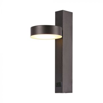 V-TAC 8W LED-Wandleuchte aus Metall mit USB-Anschluss, rundes Design – 180° verstellbarer Lichtstrahl, schwarze Farbe 3000K – 23405