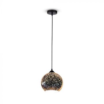 V-TAC VT-7206 Kronleuchter-Lampenfassung 1 m Glas 3D-Spiegel-Chrom-Effekt 1xE27 Ф200 mm – SKU 40121