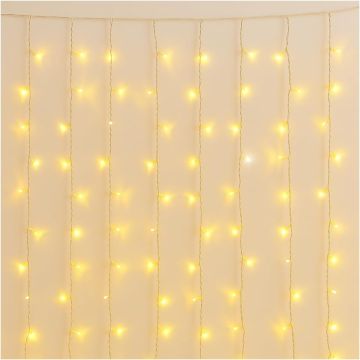 ETTROIT 200 LED-Lichterkette, 3M, gelbes Licht, weißes Kabel, IP65, ausziehbar, Blitzeffekt, mit 1 Meter gleichmäßigen Drähten, Weihnachtsgirlande, Geschäfte, Weihnachtsbalkon