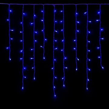 ETTROIT 120 LED-Lichtervorhang, 3 m, blaues Licht, weißes Kabel, IP65, ausziehbar, Blitzeffekt, mit Aufhängedrähten in abwechselnden Längen (30-70-40-60 cm) für einen Kaskadeneffekt