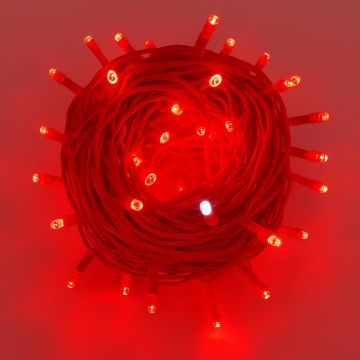 ETTROIT 100 LED-Lichterkette, 10 m, rotes Licht, rotes Kabel, IP65, ausziehbar, weißer Blitzeffekt, Weihnachtsgirlande, Geschäfte, Balkon