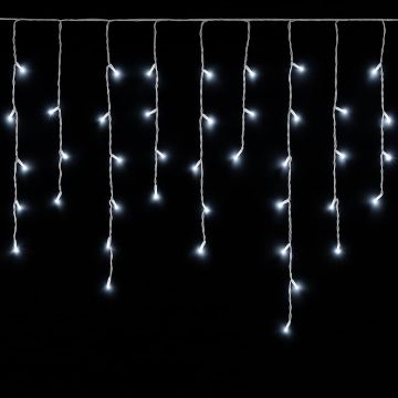 ETTROIT 120 LED-Lichtervorhang, 3M, weißes Licht, weißes Kabel, IP65, ausziehbar, Blitzeffekt, mit Aufhängedrähten in abwechselnden Längen (30–70–40–60 cm) für einen Kaskadeneffekt, Weihnachtsgirlande