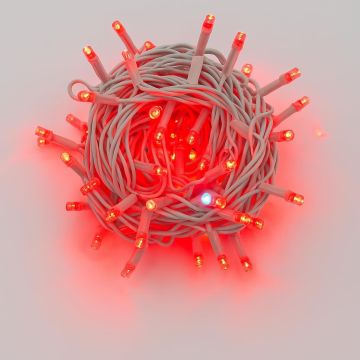 ETTROIT 100 LED-Lichterkette, 10 m, rotes Licht, weißes Kabel, IP65, ausziehbar, Blitzeffekt, Weihnachtsgirlande, Geschäfte, Balkon