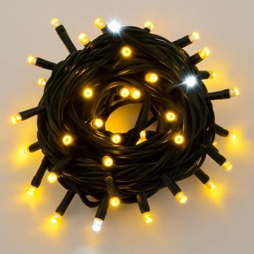 ETTROIT 100er LED-Lichterkette, 10 m, gelbes Licht, schwarzes Kabel, IP65, ausziehbar, weißer Blitzeffekt, Weihnachtsgirlande, Geschäfte, Balkon