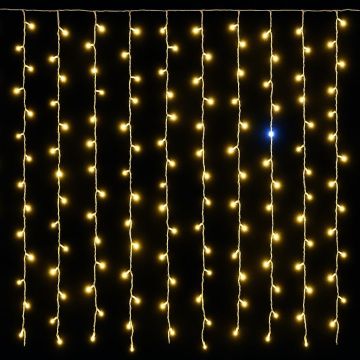 ETTROIT 200 LED Lichterkette, 2M, gelbes Licht, weißes Kabel, IP65, ausziehbar, Blitzeffekt, mit 2 Meter gleichmäßigen Drähten, Weihnachtsgirlande, Geschäfte, Weihnachtsbalkon