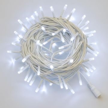 ETTROIT Lichterkette mit 100 LEDs, 10 m, weißes Licht, weißes Kabel, IP65, ausziehbar, totaler Blitzeffekt, Weihnachtsgirlande, Geschäfte, Balkon