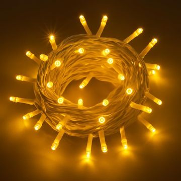 ETTROIT 300 LED-Lichterkette, 30 m, gelbes Licht, weißes Kabel, IP65, ausziehbar, Blitzeffekt, Weihnachtsgirlande, Geschäfte, Weihnachtsbalkon