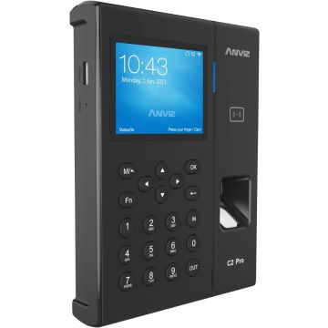 Anviz C2PRO-POE Autonomes biometrisches Lesegerät, Zeit- und Anwesenheitserkennung, biometrisch, RFID-Karte und PIN, Linux, 3,5-Zoll-TFT-Display, TCP/IP PoE, WLAN, Schwarz