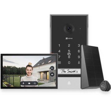 EZVIZ CS-EP7 Intelligente 2K-Funk-Videotürklingel mit 7-Zoll-Touchmonitor, Tastatur, Solarpanel und HaLow-WLAN