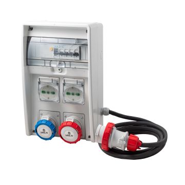 Fanton ULISSE 250 IP44 9kW Verteilerkasten 2 CEE-Steckdosen + 2 P40 mit 4m Kabel 74224