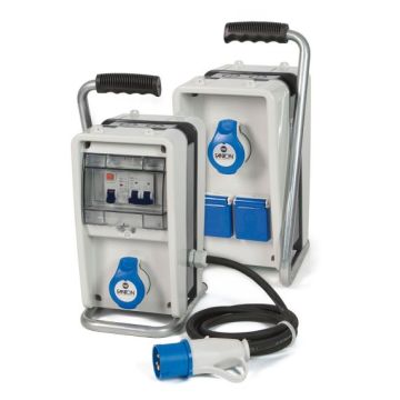 FANTON EOLO IP44-Baupanel – 4 Steckdosen, 2 Schutzvorrichtungen, mit Kabel und Halterung, 3 kW