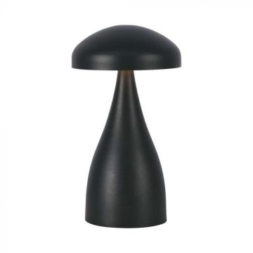 V-TAC VT-1041 wiederaufladbare Tischlampe, 1 W, 800 mAh Akku, USB C, schwarzes Metallgehäuse, Touch-Dimmbarkeit, 3in1 – 7895