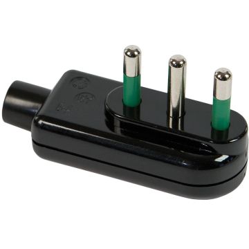 Fanton 80031 Italienischer flacher 90°-Flachstecker 2P+E 10A schwarze Farbe