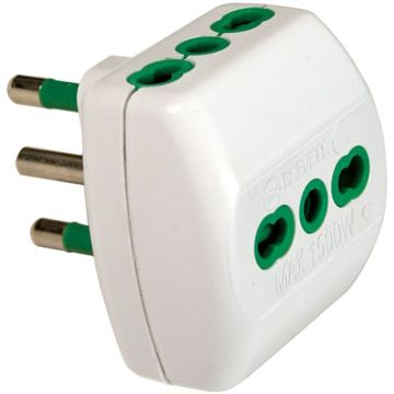 FANTON VERTICAL SYSTEM Dreifachadapter italienischer Stecker 2P+E 16A mit 3 Bypass-Steckdosen – 87180