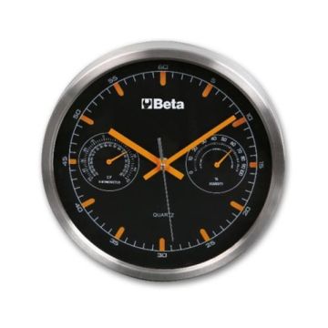 Wanduhr mit Thermometer und Luftfeuchtigkeitsmesser Ø260mm Beta 9594