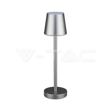 V-TAC LED-Tischlampe, 3 W, wiederaufladbar, batteriebetrieben, graue Farbe, USB C Touch, dimmbar, 4000 K, Restaurant-Tischleuchte für den Innenbereich, IP20 – 10188