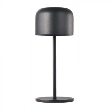 V-TAC VT-1181 LED-Tischleuchte 1,5 W cct 3in1 schwarz wiederaufladbar mit USB C Touch dimmbar D86*H210mm IP54 – 10450
