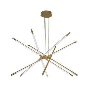 V-TAC VT-7922 Dimmbarer LED-Kronleuchter im modernen Design mit 12 tafelförmigen Lichtern, 42 W, Anhänger in Metallgoldfarbe, 85 x 31 x 120 cm, 3000 K – 15343