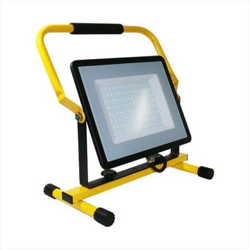 V-TAC VT-109-N 100W LED Arbeitsscheinwerfer chip samsung mit Ständer und EU Stecker schuko 3MT schwarzes/gelb Gehäuse 4000K - SKU 2120124