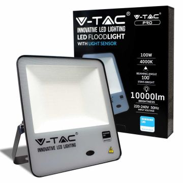 V-TAC PRO VT-117 100W LED-Lichtschranke Flutlicht sensor chip Samsung smd Hohe Lumen neutralweiß 4000K slim schwarzer Körper IP65 - SKU 20176