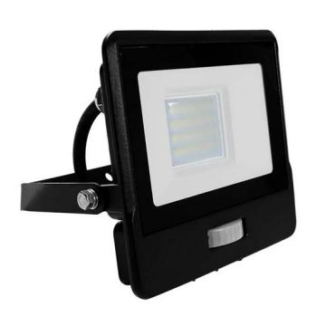 V-TAC VT-128S-1 20W LED flutlicht PIR sensor chip samsung SMD kaltweiß 6500K slim schwarz IP65 - SKU 20285