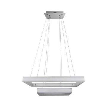 V-TAC VT-101-2D LED-Hängeleuchter mit 2 aufgehängten Rechtecken 113 W in metallweißer Farbe, Licht 3000 K, Triac-dimmbar – 213986