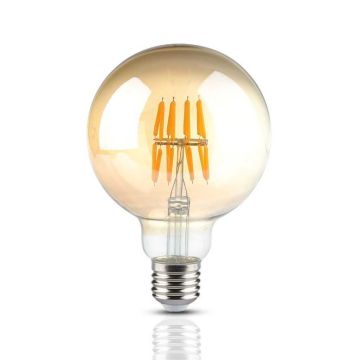 V-TAC VT-2019 LED Filament Globe Glühbirne 8W Е27 G95 Vintage-Effekt Bernsteinfarbe Warmweißes Licht 2200K SKU 217145