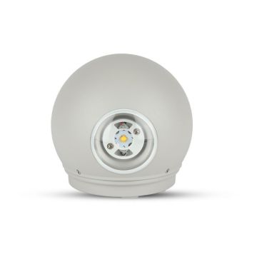 V-TAC VT-836 4W kugelförmige COB-LED-Wandleuchte Aluminiumgrau Doppellichtstrahl Warmweiß 3000K IP65 - SKU 218305