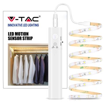 V-TAC VT-8082 2.8W stellte geführten Bewegung pir Sensorstreifen 1M IP65 selbst angetrieben ein 3000K - SKU 2573