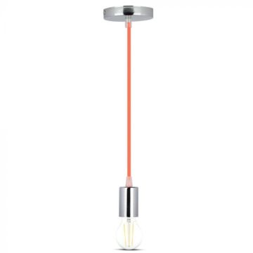 V-TAC VT-7338 Hängendes Licht 1MT E27 Elegant Stylish metallbecher chrom  Ф39mm IP20 orange kabel - SKU 3788