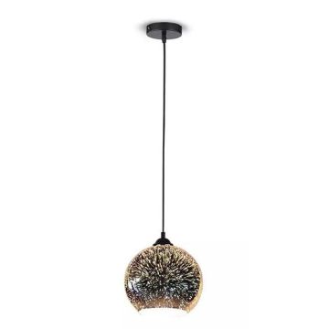 V-TAC VT-71523D Pendelleuchte 1MT 1xE27 designer 3D-Lichteffekt Lampenschirm aus Chromglas Ф150mm - SKU 40111