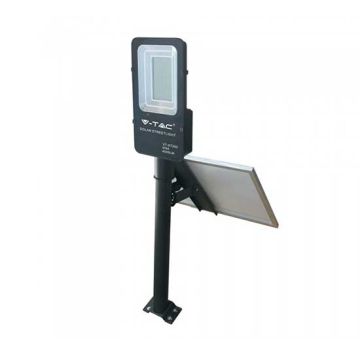 V-TAC VT-ST-200 50 W selbstbetriebene schwarze LED-Straßenleuchte mit Solarpanel und Fernbedienung 4000 K IP65 – SKU 5502