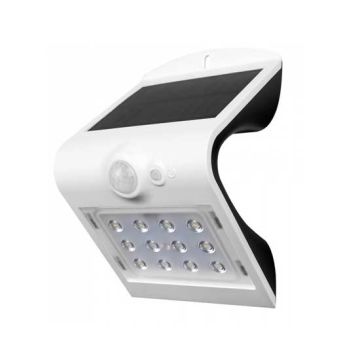 V-TAC VT-767-2 1,5W LED-Solarwandleuchte für externe IP65 + PIR-Sensor weiß Körper - SKU 8276