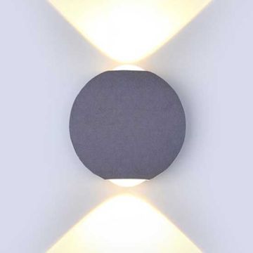 V-TAC VT-836 6W LED wandlamp neutralweiß 4000K aluminum grau rund körper IP65 - SKU 8306