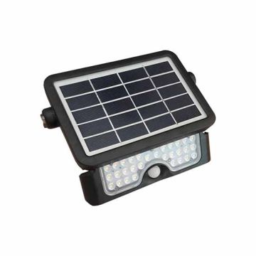 V-TAC VT-777-5 5W LED flutlicht mit sonnenkollektor und PIR sensor slim schwarzer Körper neutralweiß 4000K - sku 8547