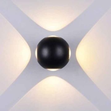 V-TAC VT-834 4W LED wandlamp neutralweiß 4000K aluminum schwarz rund körper IP65 - SKU 8554