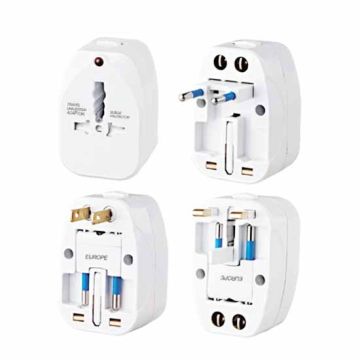 V-TAC Universaladapter Reisefarbe weiß Standard US, UK, EU Stecker - sku 8705