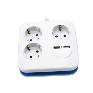 V-TAC VT-1153-2 Steckdosenleiste 3-fach Schuko 10A 2P EU standard 3680W + 2 USB-Ladegerät 24A 1,5m Kabel - sku 8799