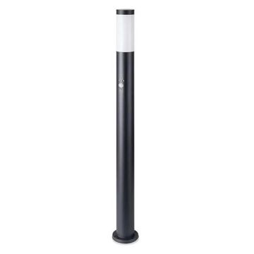 V-TAC VT-838 E27 LED-Garten-Stehleuchte 110 cm mit PIR-Sensor, Bodenbefestigung, 110 cm, Edelstahl, schwarze Farbe, IP44 – sku 8983