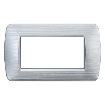 ETTROIT LN85415 Kunststoffplatte Space Serie 4P, Farbe Satinsilber, kompatibel mit Bticino Living Light