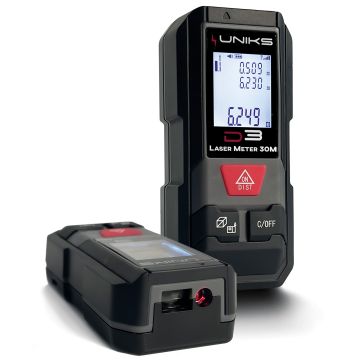 Uniks D3 professionelles Lasermessgerät, 30 m Fläche, Volumenmessgerät mit doppelter Genauigkeit des Satzes des Pythagoras, 5 mm