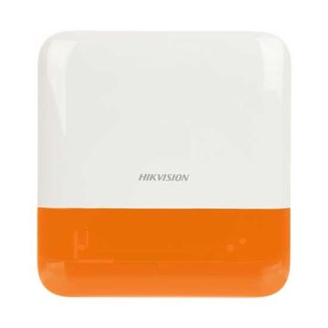 Hikvision AXPRO DS-PS1-E-WE Drahtloser Sirenenalarm mit externer Sirene 868MHz orangefarbene LED-Anzeige 110dB Outdoor IP65